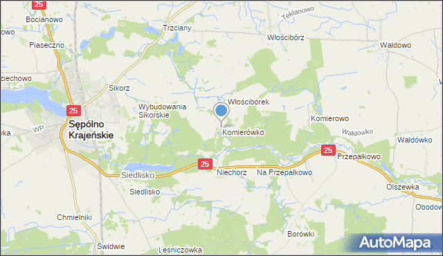 mapa Komierówko, Komierówko na mapie Targeo